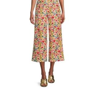 NEW Antonio Melani Embroidered Floral Mesh Wide Leg Cropped Pants NWT Size 0